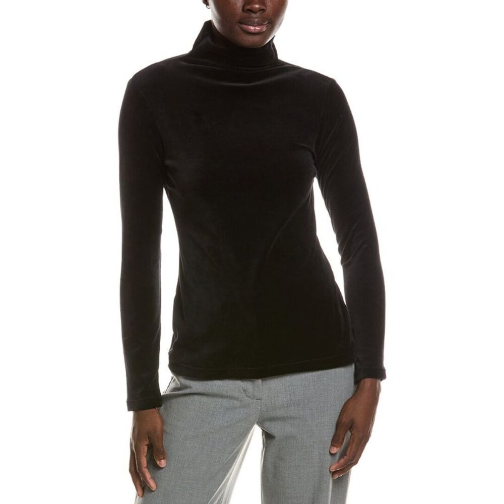Theory Womens Slim Turtleneck Top, Black
